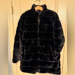 NWOT Black Fur Reversible Quilted Jacket size S